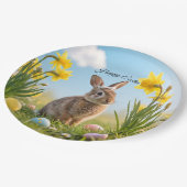 Niedlich Osterhase und Daffodin Pappteller (Schrägansicht)
