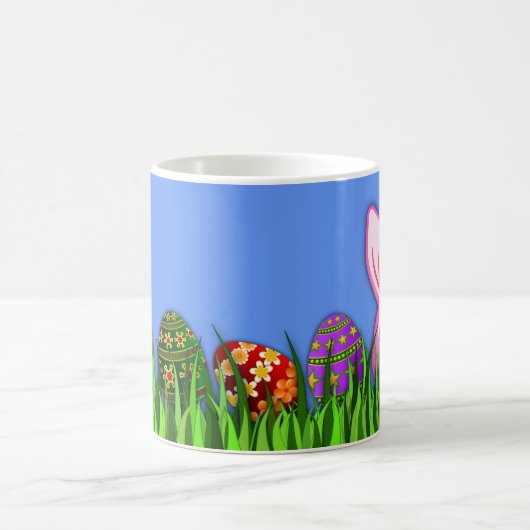 Niedlich Osterhase und Eier in Gras Klassische Tas Kaffeetasse (Mittel)