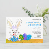 Niedlich Osterhase und Eierspeise Party Einladung (Stehend Vorderseite)