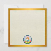 Niedlich Osterhase und glückliche Frühlingsblumen Einladung (Rückseite)