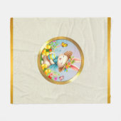 Niedlich Osterhase und glückliche Frühlingsblumen Fleecedecke (Vorderseite (Horizontal))