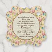 Niedlich Osterhase und glückliche Frühlingsblumen Geschenkanhänger (Rückseite)