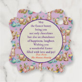 Niedlich Osterhase und glückliche Frühlingsblumen Geschenkanhänger (Rückseite)