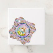 Niedlich Osterhase und glückliche Frühlingsblumen  Geschenkanhänger (Beispiel)