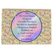 Niedlich Osterhase und glückliche Frühlingsblumen  Große Geschenktüte (Rückseite)