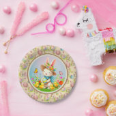 Niedlich Osterhase und glückliche Frühlingsblumen Pappteller (Party)
