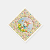 Niedlich Osterhase und glückliche Frühlingsblumen  Serviette (Ecke)