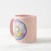 Niedlich Osterhase und glückliche Frühlingsblumen Tasse (Vorderseite Links)