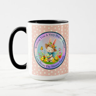Niedlich Osterhase und glückliche Frühlingsblumen Tasse