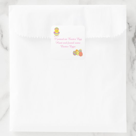 Niedlich Osterhase und Kick Ostereier Jagd Quadratischer Aufkleber (Tasche)