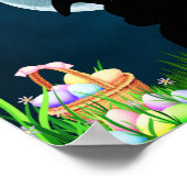 Niedlich Osterhase und Vollmond Ostern Poster (Ecke)