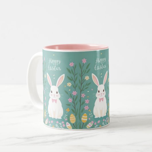Niedlich Osterhase Zweifarbige Tasse (Vorderseite Links)
