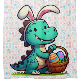 Niedlich, Osterhasen-Dinosaurier Duschvorhang
