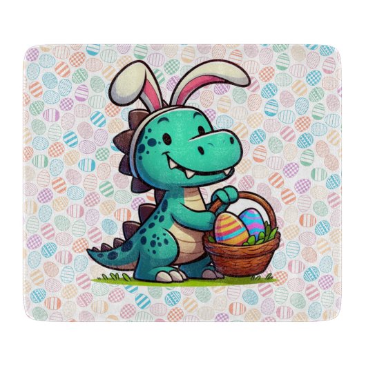 Niedlich, Osterhasen-Dinosaurier Schneidebrett (Vorderseite)