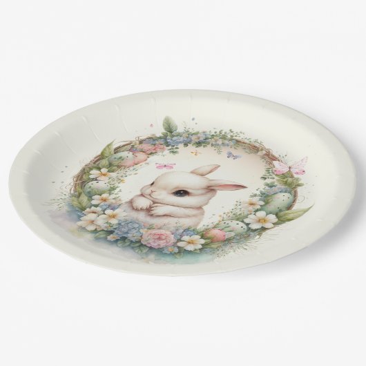 niedlich Osterhasen-Feier Pappteller (Schrägansicht)