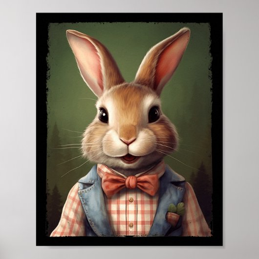 Niedlich Osterhasen Krawatte Rabbit Happy Osterjun Poster (Vorne)