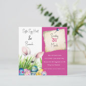 Niedlich Osterhasen und dekorative Ostereier Einladung (Stehend Vorderseite)