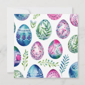 Niedlich Osterhasen und dekorative Ostereier Einladung (Rückseite)