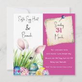 Niedlich Osterhasen und dekorative Ostereier Einladung (Vorderseite)