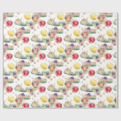 Niedlich Osterhasen und Körbe Party gefliest Geschenkpapier (Flach)