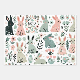 Niedlich Osterhasen-Wrapping Paper - Pastell-Kanin Geschenkpapier Set