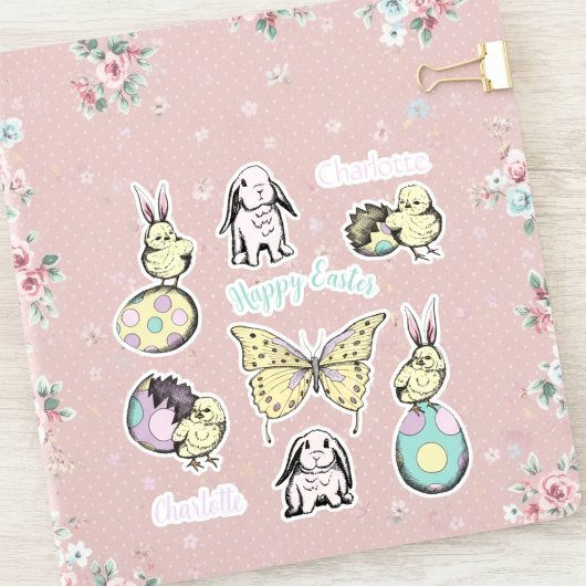 Niedlich Osterküken, Bunny, Butterfly & Individuel Aufkleber