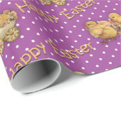 Niedlich Osterküken Lila Ostern Geschenkpapier (Rolleneckpunkt)