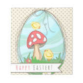 Niedlich Osterküken mit Pilz Happy Oaster Notizblock (Vorderseite)