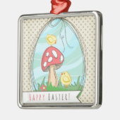 Niedlich Osterküken mit Pilz Happy Oaster Ornament Aus Metall (Links)