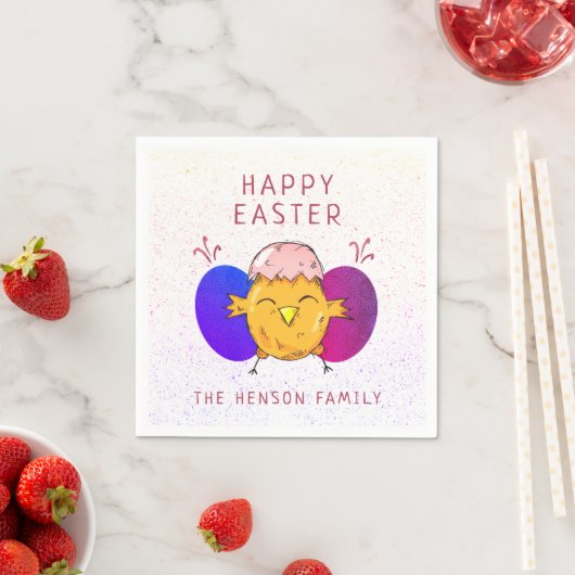 Niedlich Osterküken und Eier Happy Osterfest Party Serviette (Beispiel)