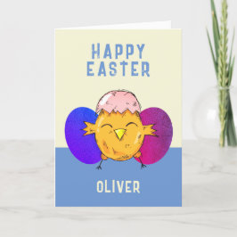 Niedlich Osterküken und Eierspeisen Frohe Ostern Feiertagskarte