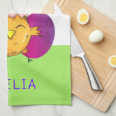 Niedlich Osterküken und Eierspeisen Frohe Ostern Geschirrtuch (Viertel Falte)