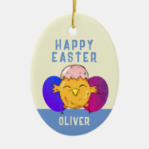 Niedlich Osterküken und Eierspeisen Frohe Ostern Keramik Ornament