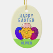 Niedlich Osterküken und Eierspeisen Frohe Ostern Keramik Ornament (Hinten)