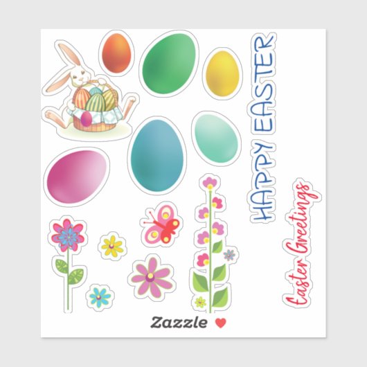 Niedlich Ostern Aufkleber (Blatt)
