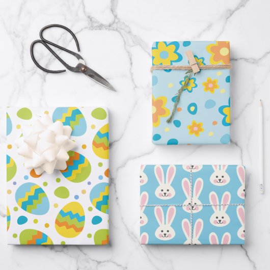 Niedlich Ostern Blume Geschenkpapier Set (Vorderseite)