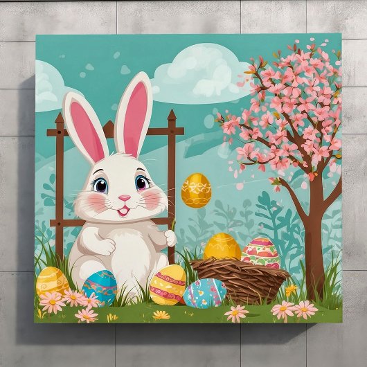 Niedlich Ostern Bunny Colorful Egs Frühjahrsblüte Poster