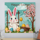 Niedlich Ostern Bunny Colorful Egs Frühjahrsblüte Poster