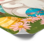 Niedlich Ostern Bunny Colorful Egs Frühjahrsblüte Poster (Ecke)