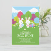 Niedlich Ostern Bunny Egg Hunt Ostern Party Einlad Einladung (Stehend Vorderseite)