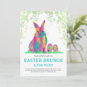 Niedlich Ostern Bunny Egg Hunt und Brunch Aquamari Einladung (Stehend Vorderseite)