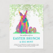 Niedlich Ostern Bunny Egg Hunt und Brunch Aquamari Einladungspostkarte (Vorderseite)