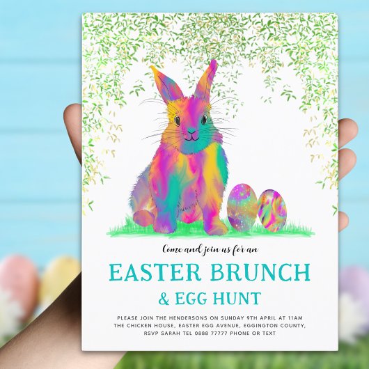 Niedlich Ostern Bunny Egg Hunt und Brunch Aquamari Einladungspostkarte