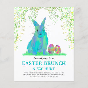 Niedlich Ostern Bunny Egg Hunt und Brunch Blau Flyer