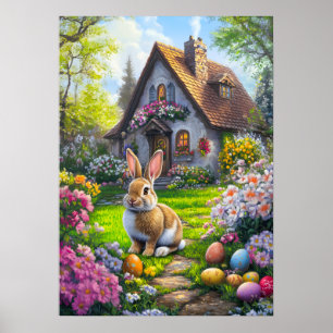 Niedlich Ostern Bunny Egg Jour Painting Poster