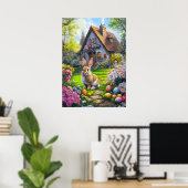 Niedlich Ostern Bunny Egg Jour Painting Poster (Heimbüro)