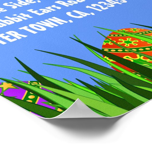 Niedlich Ostern Bunny & Eggs in Grass Egg Hunt Pos Poster (Ecke)