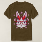 Niedlich Ostern Bunny Face Brille Bow Girls Easter T-Shirt (Design vorne)