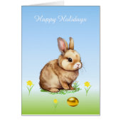 Niedlich Ostern Bunny & Golden Egg auf Light Blue (Vorne)
