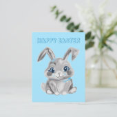 Niedlich Ostern Bunny Kindergarten Lehrer Blue Boy Postkarte (Stehend Vorderseite)
